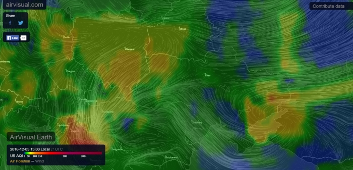 Тривимірний глобус показує забруднення атмосфери на Землі в реальному часі