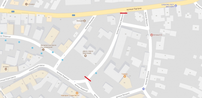 В Ужгороді задля капремонту вулиці Панаса Мирного перекрито рух автомобілів