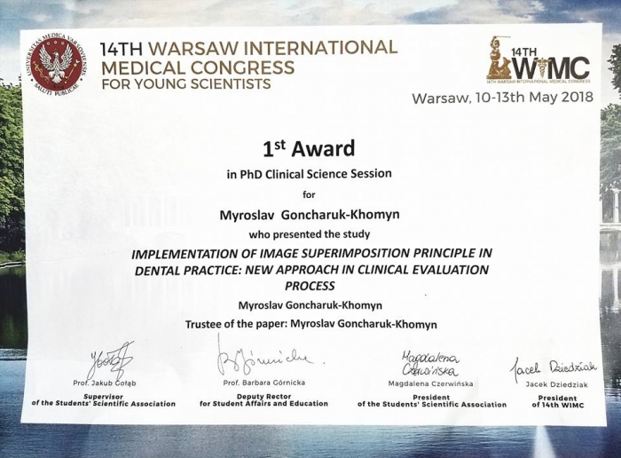 Аспірант УжНУ повернувся з відзнакою Варшавського міжнародного медичного конгресу
