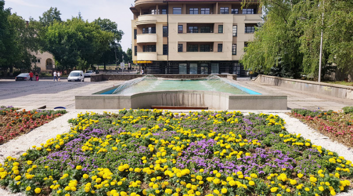 Квітковий герб Ужгорода радує око перехожих на площі Поштовій