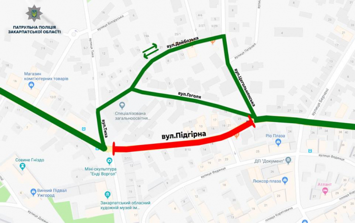 До уваги ужгородців: рух у місті сьогодні буде частково обмежений (КАРТА)