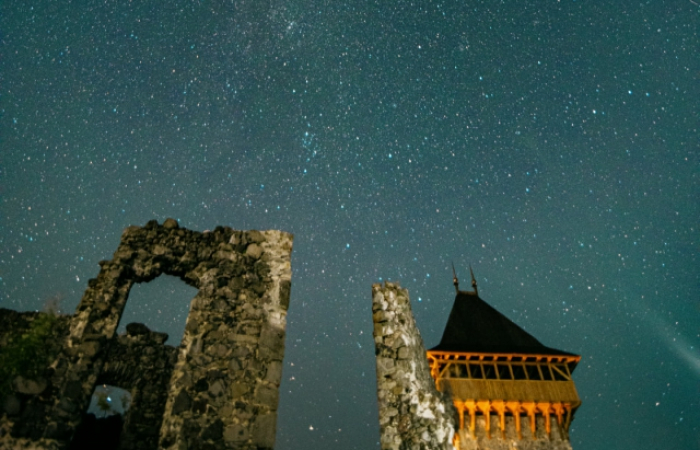 Фото дня: Як виглядає метеорний потік Персеїди з Невицького замку (ФОТО)