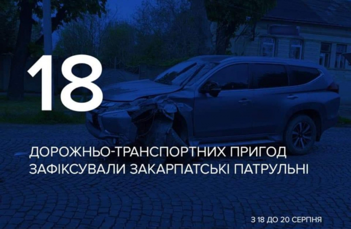 Цифра дня: з 16 до 20 серпня на Закарпатті зафіксували 18 ДТП
