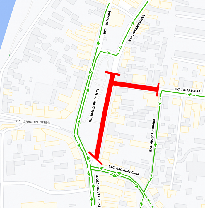 В Ужгороді частково перекриють рух автомобільного транспорту