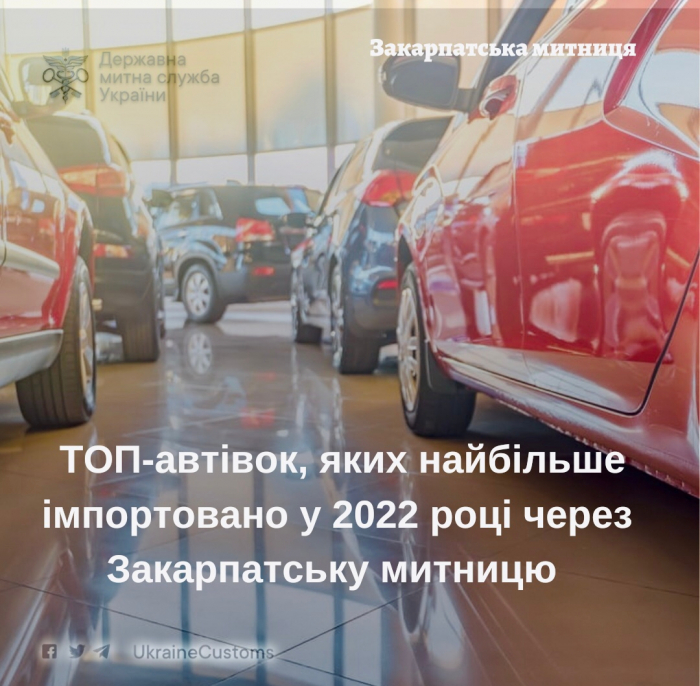 Закарпатська митниця: ТОП-автівок, яких найчастіше імпортували у 2022 році