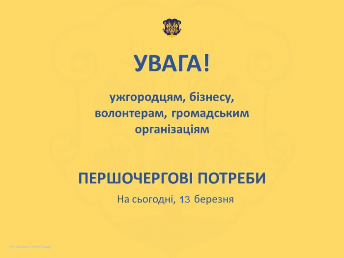 Потреби Центру гуманітарної допомоги в Ужгороді у «Совиному гнізді» станом на сьогодні