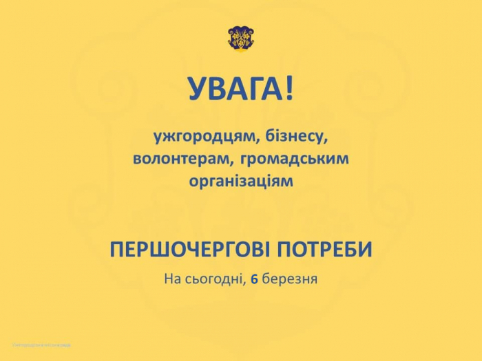 Ужгородцям - про першочергові потреби на центр гуманітарної допомоги