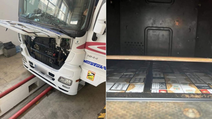 На Закарпатті у перевізника з Львівщини вилучили вантажівку через приховані у тайнику 150 пачок сигарети