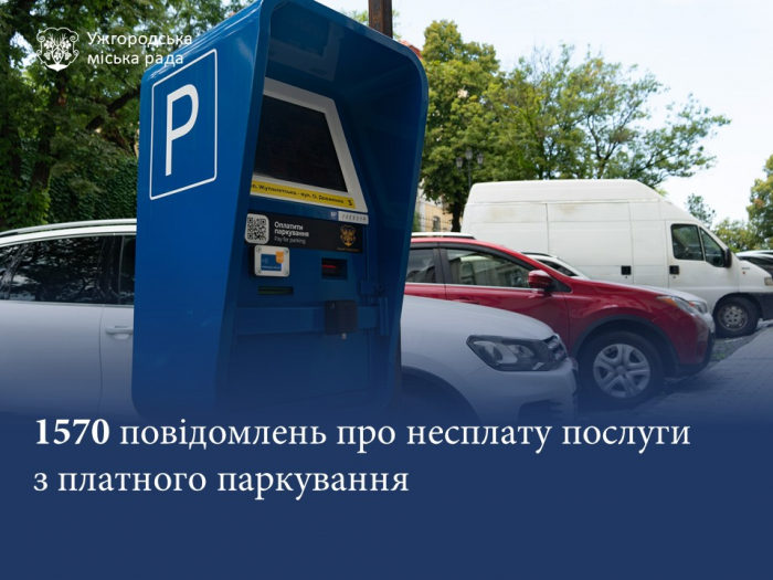 В Ужгороді за 2 місяці виписали 1570 повідомлень за несплату послуг паркування