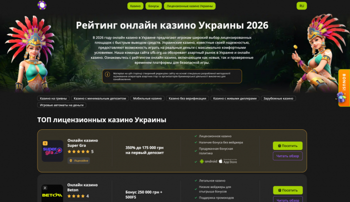 Рейтинги легальних казино України
