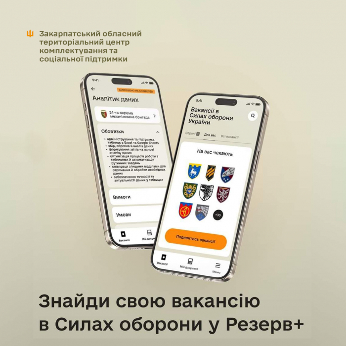 Новий сервіс рекрутингу через "Резерв+" - можна вибирати з понад 4 000 вакансій у Силах оборони