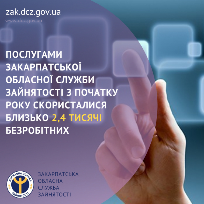 Послугами Закарпатської обласної служби зайнятості з початку року скористалися близько 2,4 тисячі безробітних