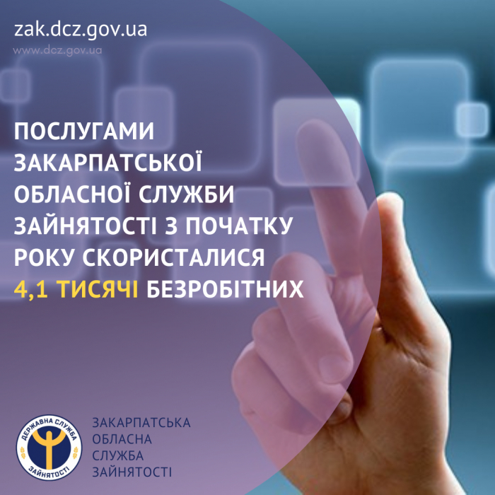 Послугами Закарпатської обласної служби зайнятості з початку року скористалися 4,1 тисячі безробітних