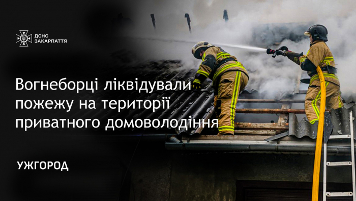В Ужгороді рятувальники ліквідували пожежу на території приватного домоволодіння