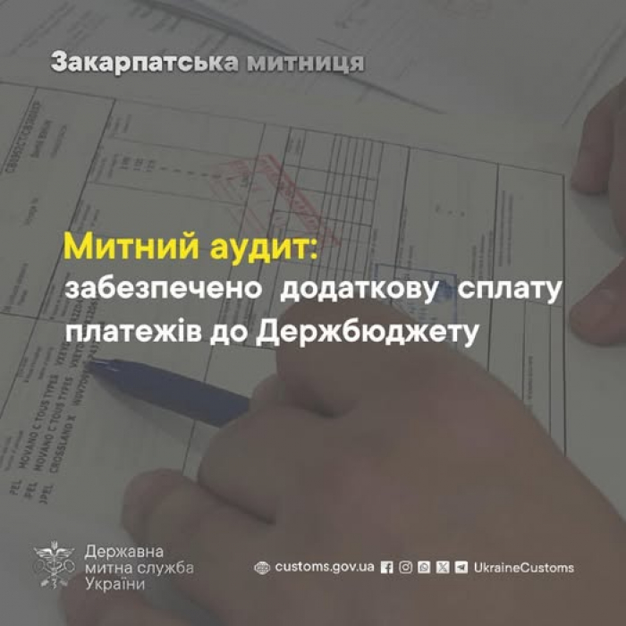 Митний аудит: за результатами перевірок забезпечено сплату до Держбюджету на майже 4 млн грн