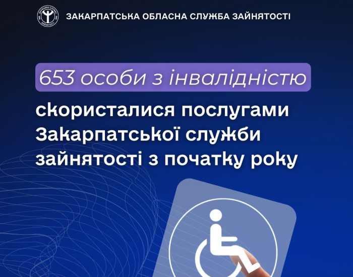 653 особи  з інвалідністю скористалися послугами Закарпатської служби зайнятості з початку року

