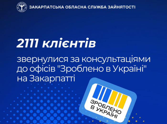 2111 клієнтів звернулися за консультаціями до офісів "Зроблено в Україні" на Закарпатті з початку року

