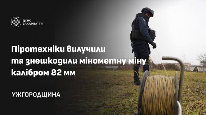 На Ужгородщині піротехніки знищили мінометну міну часів Другої світової