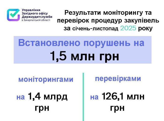 Закупівлі на 2,2 мільярди гривень під контролем – результати роботи закарпатських аудиторів на 11 місяців цього року