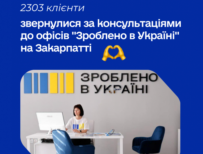 2303 клієнти звернулися за консультаціями до офісів "Зроблено в Україні" на Закарпатті з початку року

