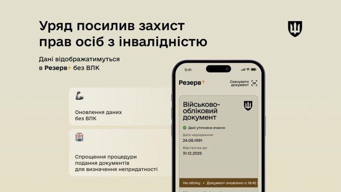 Уряд посилив захист прав осіб з інвалідністю: дані відображатимуться в Резерв+ без ВЛК