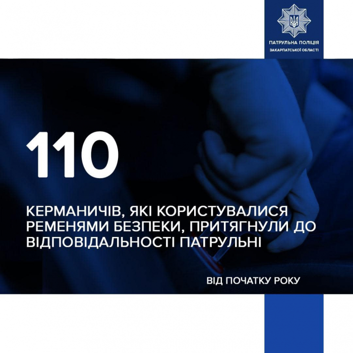 Більше сотні водіїв, які їздили непристебнутими, притягнули до відповільності з початку 2025-го закарпатські патрульні
