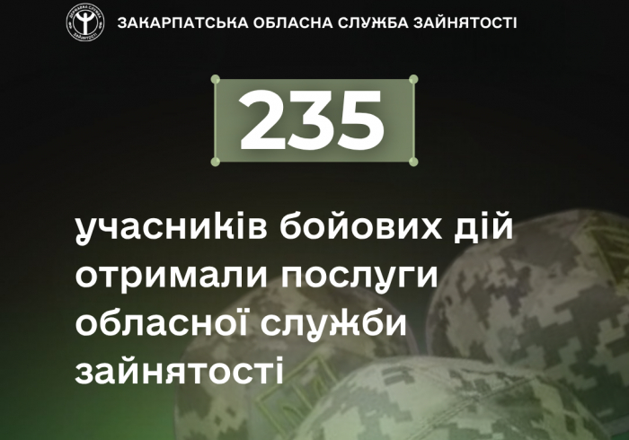 235 учасників бойових дій отримали послуги обласної служби зайнятості з початку року