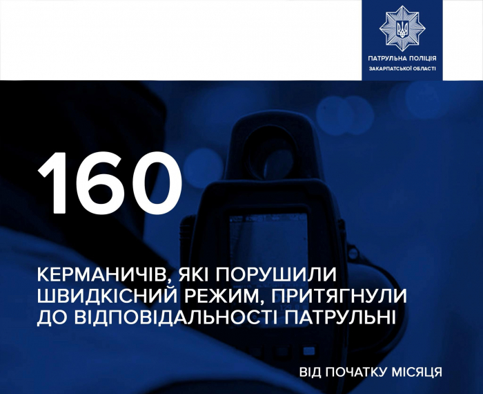 Перевищуєш швидкість — ризикуєш потрапити у ДТП: з початку місяця закарпатські патрульні винесли 160 постанов за перевищення дозволеної швидкості
