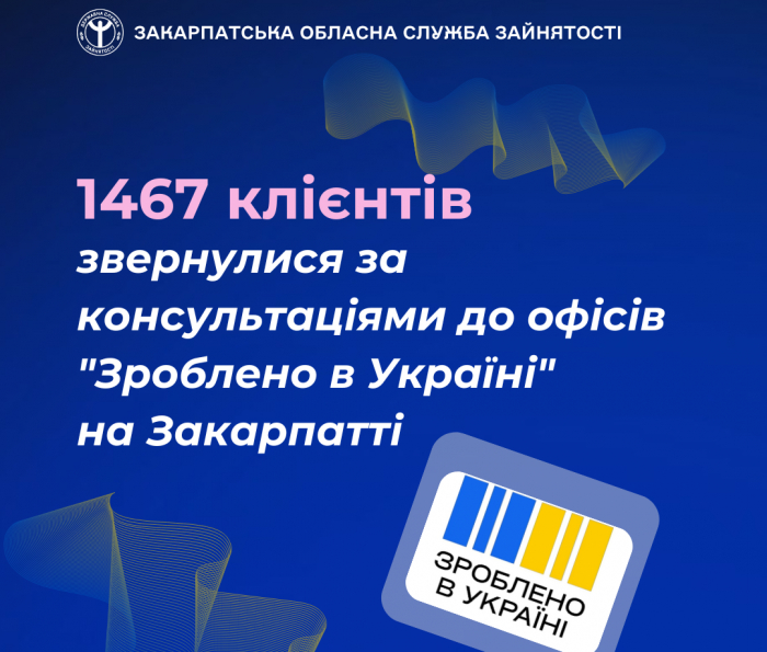 1467 клієнтів звернулися за консультаціями до офісів "Зроблено в Україні" на Закарпатті з початку року

