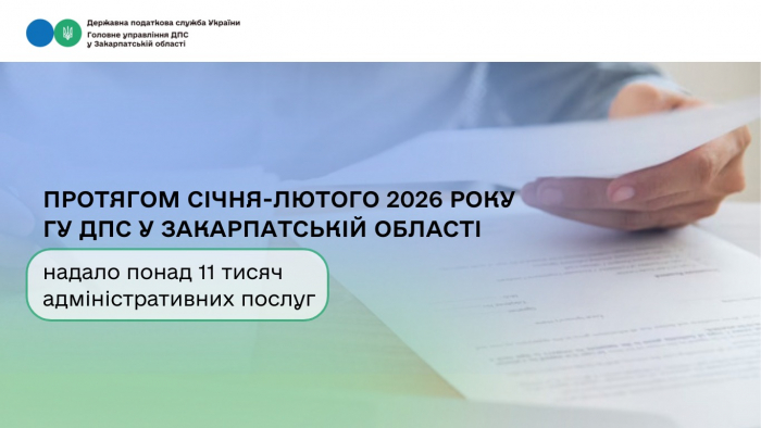 За два місяці 2026 року податківці Закарпаття надали понад 11 тисяч адміністративних послуг


