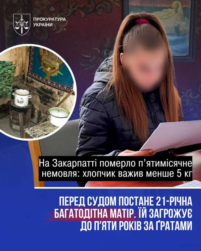 У 5 місяців дитина важила 4,6 кг: на Закарпатті судитимуть матір через смерть немовляти

