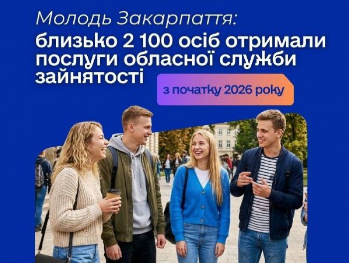 Молодь Закарпаття: близько 2 100 осіб отримали послуги обласної служби зайнятості з початку 2026 року
