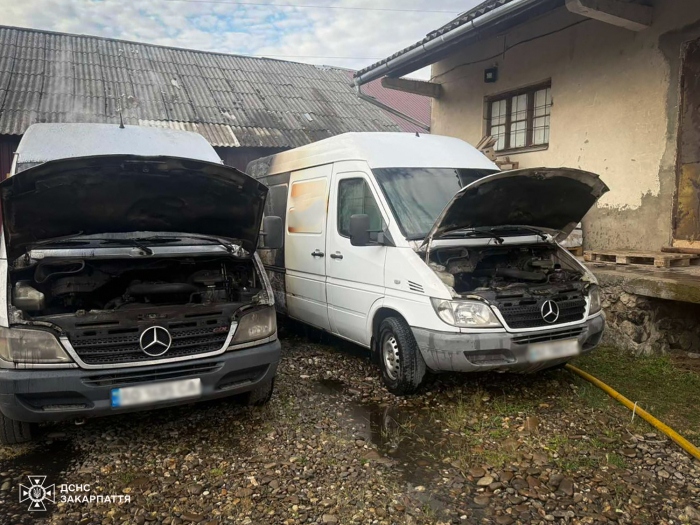 Вогнеборці Виноградова не дали двом мікроавтобусам згоріти вщент