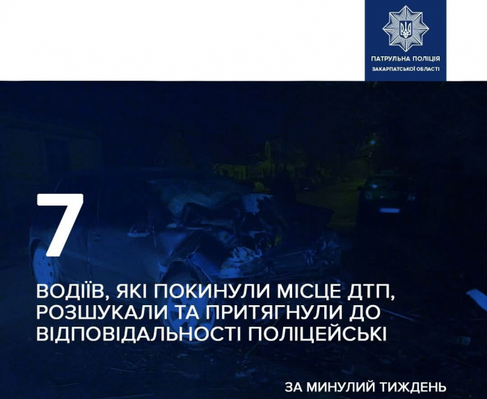 У травні закарпатські патрульні розшукали 7 водіїв, які залишили місце ДТП