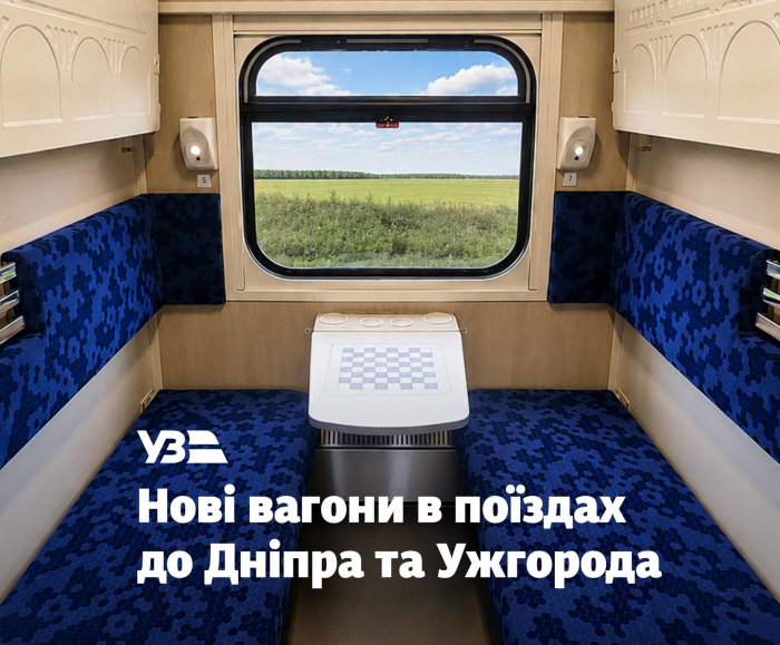 Укрзалізниця поповнила свій парк ще трьома новими сучасними вагонами, зокрема до Ужгорода