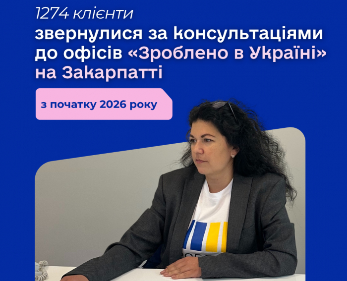 1274 клієнти звернулися за консультаціями до офісів «Зроблено в Україні» на Закарпатті з початку року
