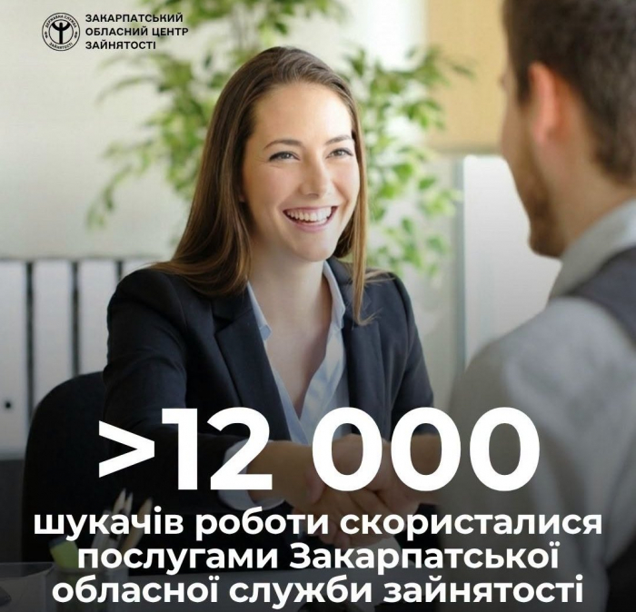 З початку року послугами Закарпатської обласної служби зайнятості скористалися понад 12 тисяч шукачів роботи